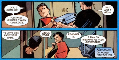 Last in-continuity appearance of Jason Todd, from Nightwing 106, 2005